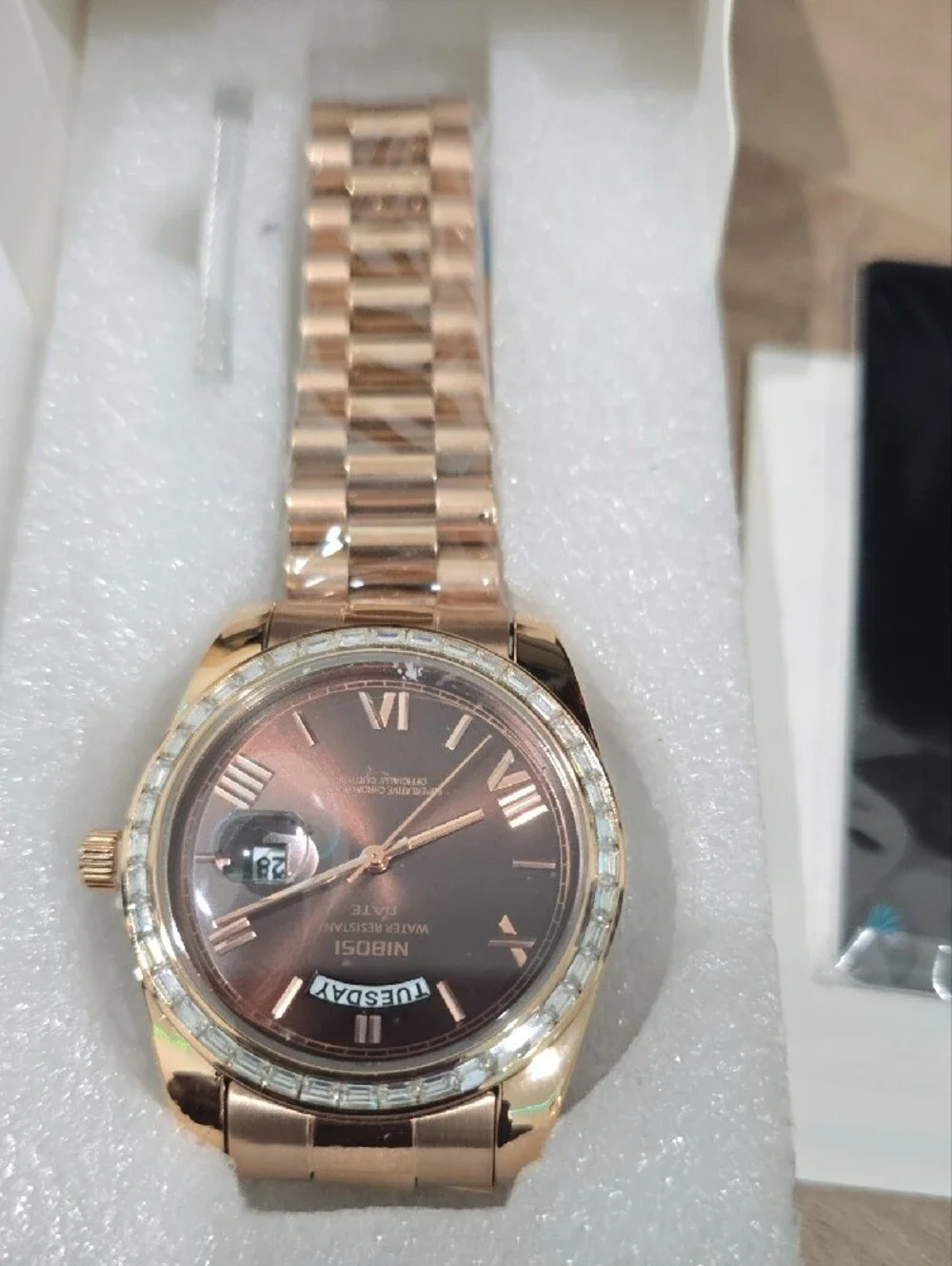 Men’s Rose Gold Stainless Steel Wristwatch - Brown Dial